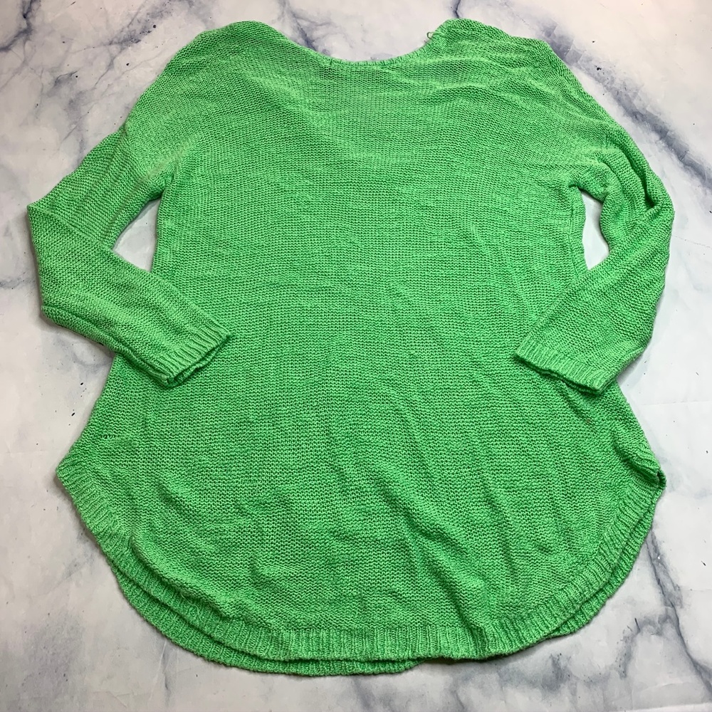 Zara Knit Bright Green Open Knit ScoopNeck Sweater - Picture 4 of 8